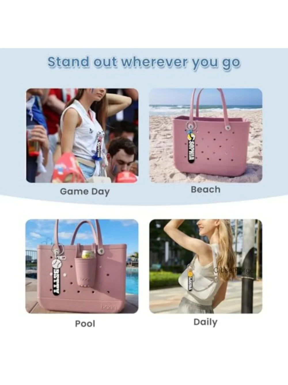 Sports Ball Silicone Keychain Charm for Bogg Bag, Personalized Beach Tote